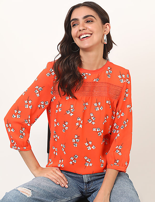 Floral Round Neck Top