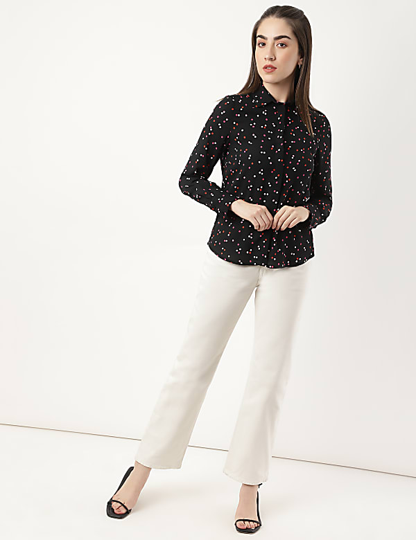 Printed Round Neck Blouse