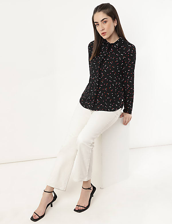 Printed Round Neck Blouse