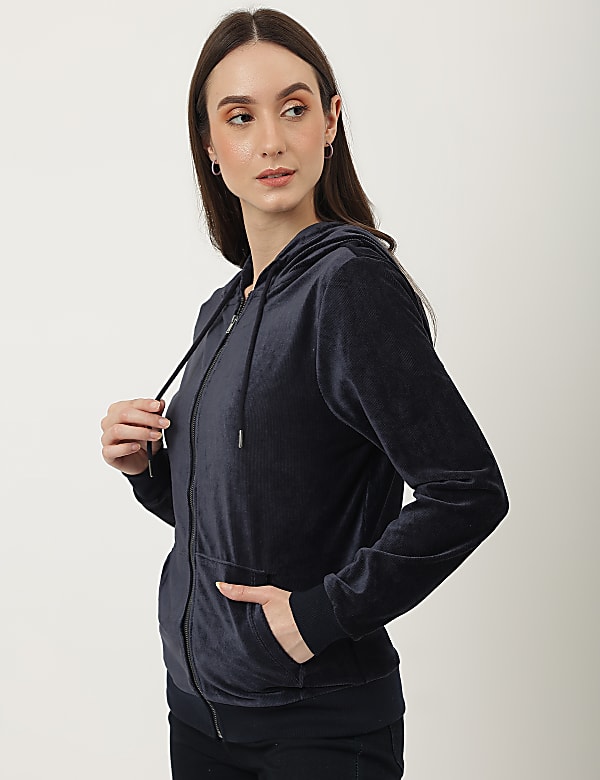 Velour Zip Up Hoodie