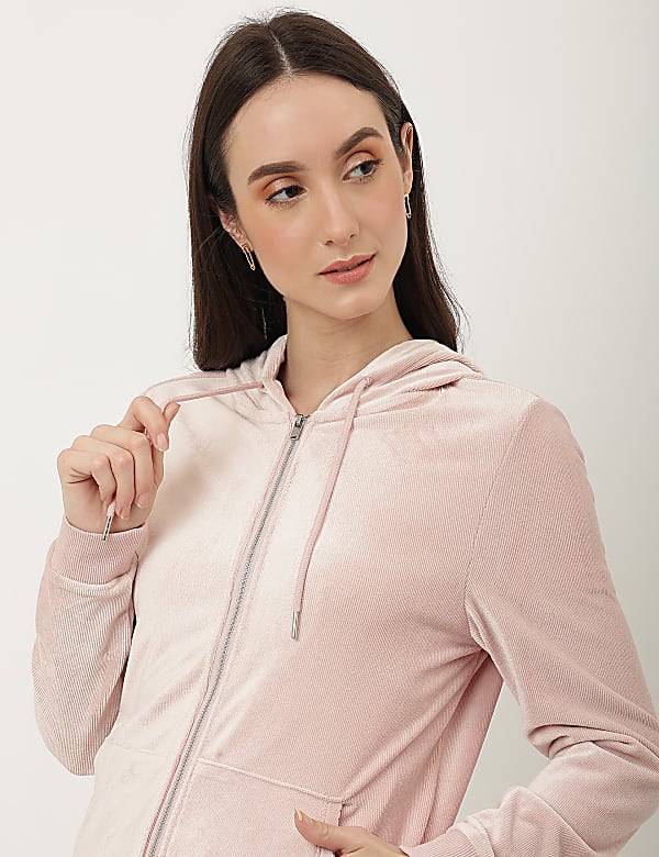 Velour Zip Up Hoodie