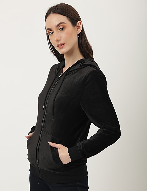 Velour Zip Up Hoodie