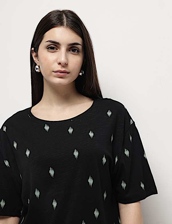 Cotton Modal Printed Relaxed Fit T-Shirt