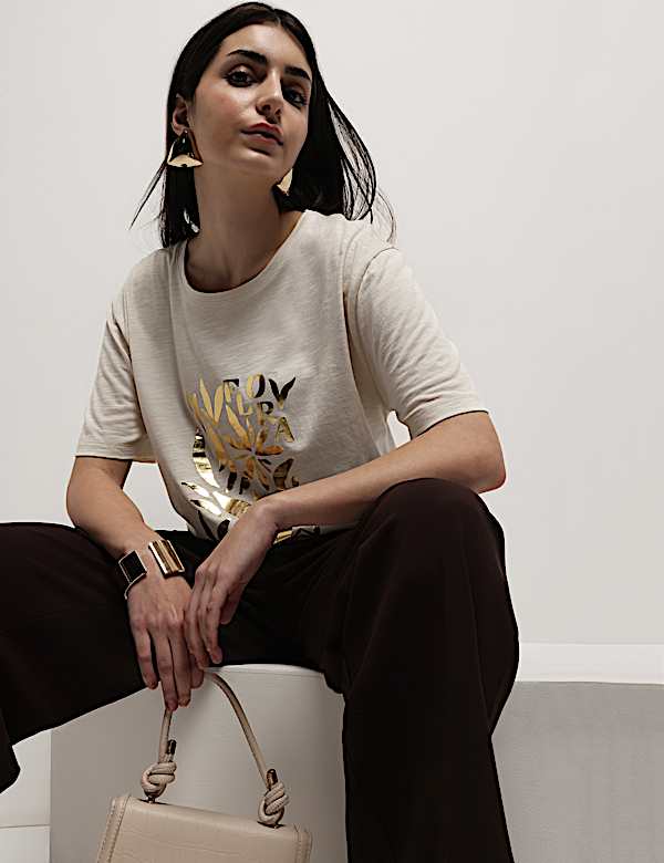 Cotton Modal Tropical Print T-Shirt