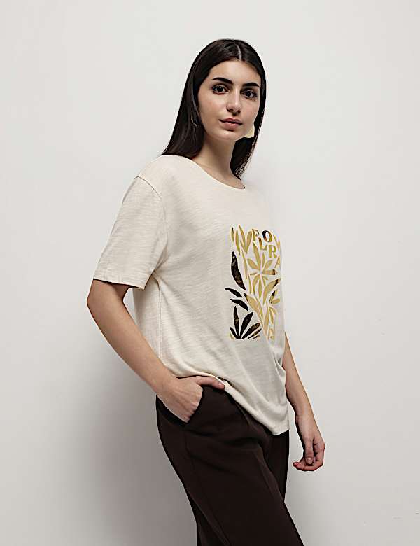 Cotton Modal Tropical Print T-Shirt