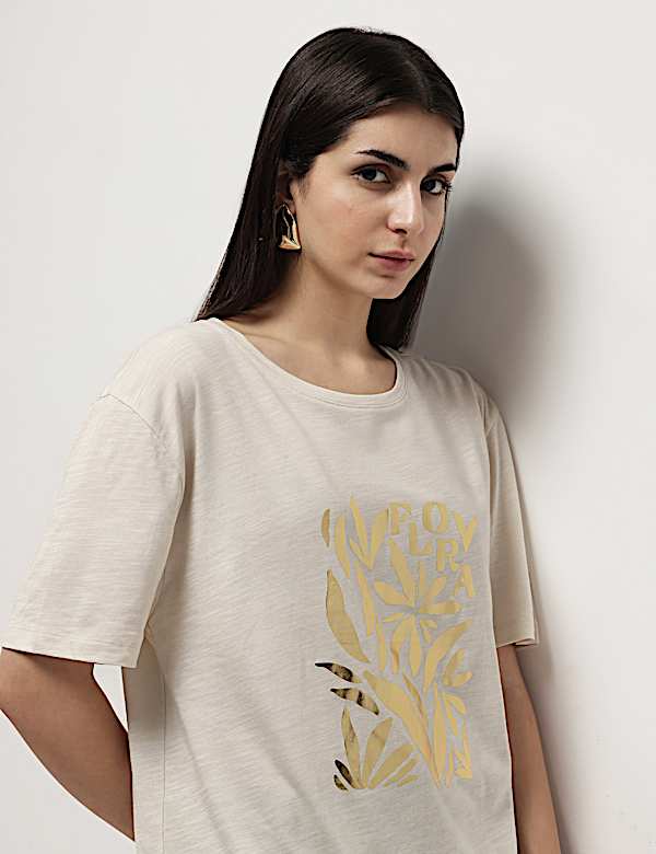 Cotton Modal Tropical Print T-Shirt