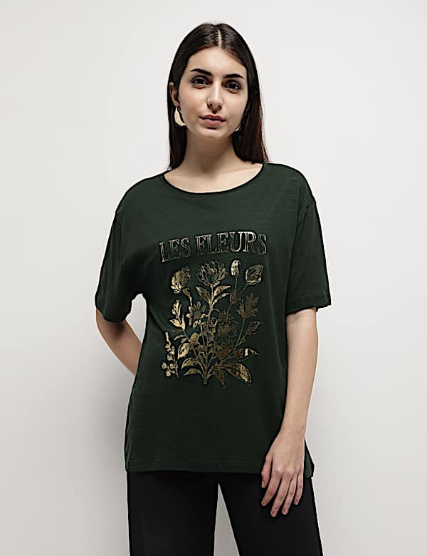Cotton Modal Floral Print T-Shirt