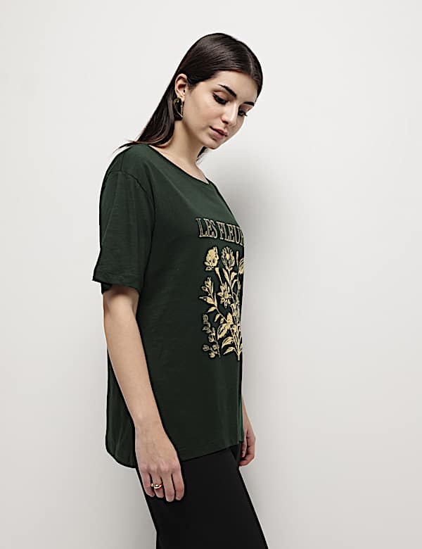Cotton Modal Floral Print T-Shirt