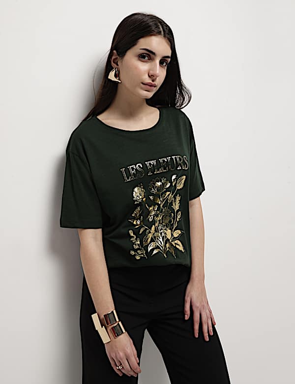 Cotton Modal Floral Print T-Shirt