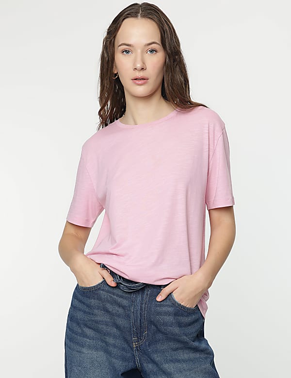 Modal Cotton Crew Neck Half Sleeves T-Shirt