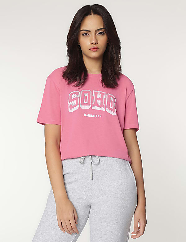 Typography Printed Round Neck T-Shirt