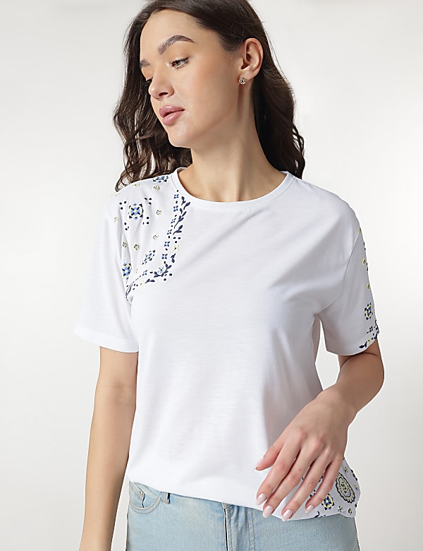 Floral Print Round Neck T-Shirt