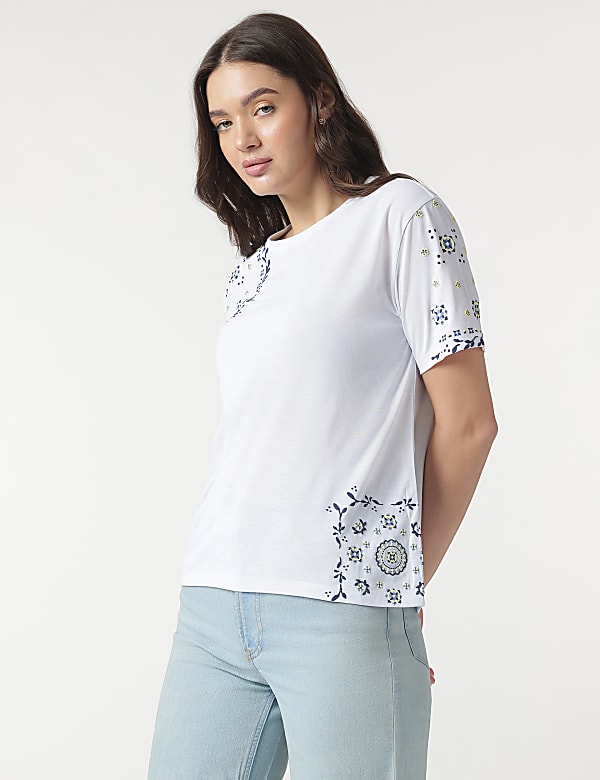 Floral Print Round Neck T-Shirt