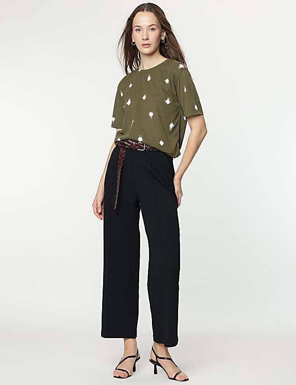 Brushstroke Dot Print Half-Sleeve T-Shirt
