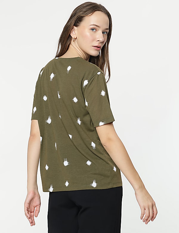 Brushstroke Dot Print Half-Sleeve T-Shirt