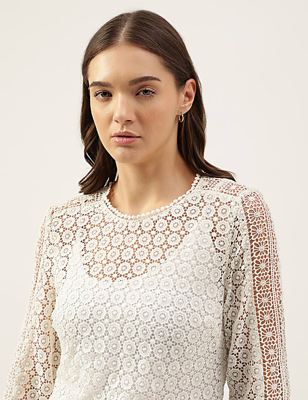 Embroidered Round Neck Blouse