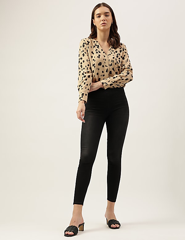 Printed Mandarin Collar Top