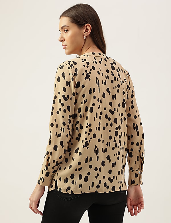 Printed Mandarin Collar Top
