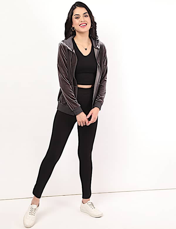 Velour Zip Up Hoodie