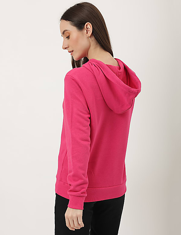 Cotton Mix Plain Hooded Sweatshirt