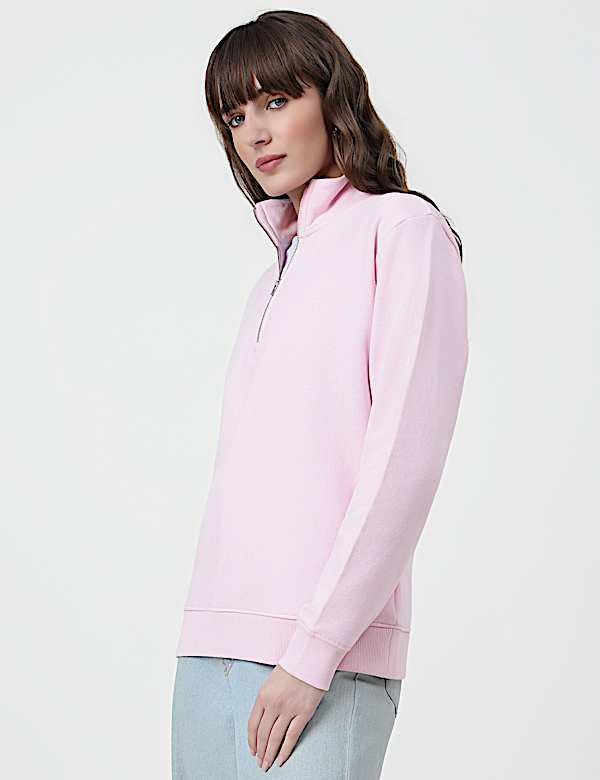 Cotton Rich Plain High Neck Sweatshirt