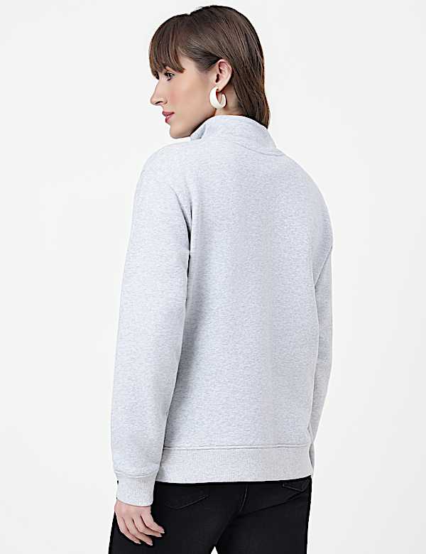 Cotton Rich Plain High Neck Sweatshirt