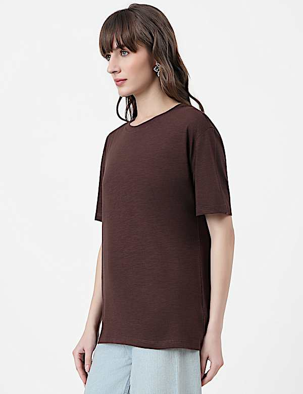 Cotton Rich Plain Crew Neck T-Shirt