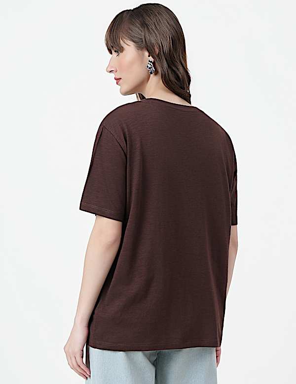 Cotton Rich Plain Crew Neck T-Shirt
