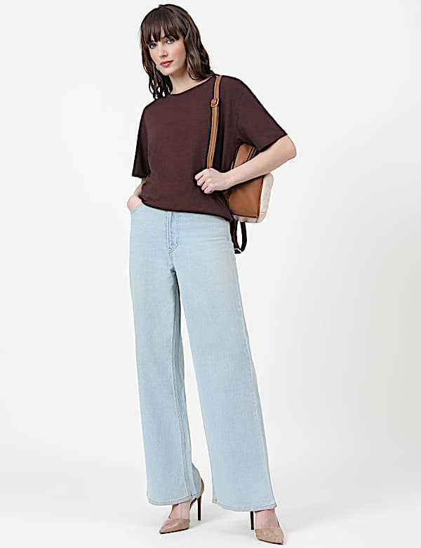 Cotton Rich Plain Crew Neck T-Shirt