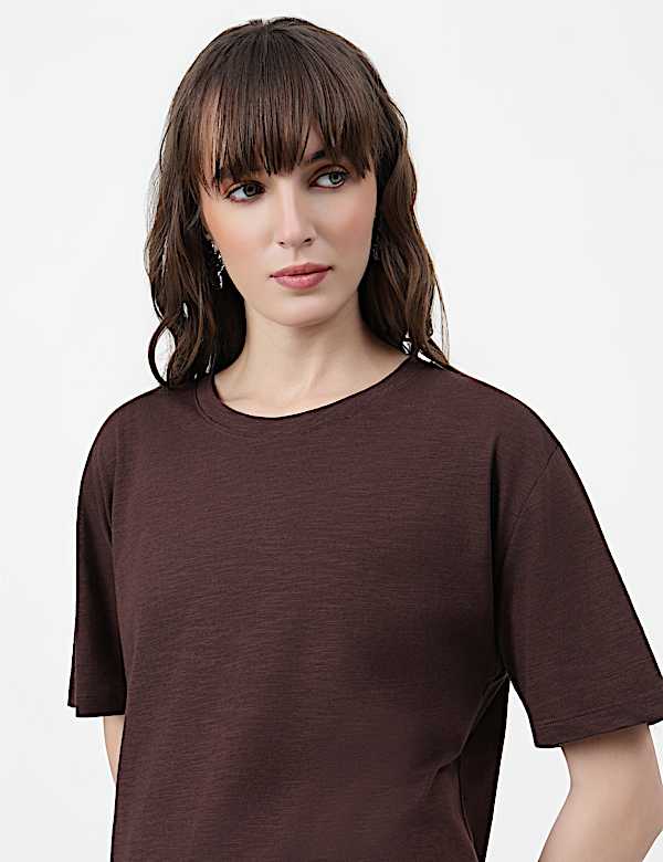 Cotton Rich Plain Crew Neck T-Shirt
