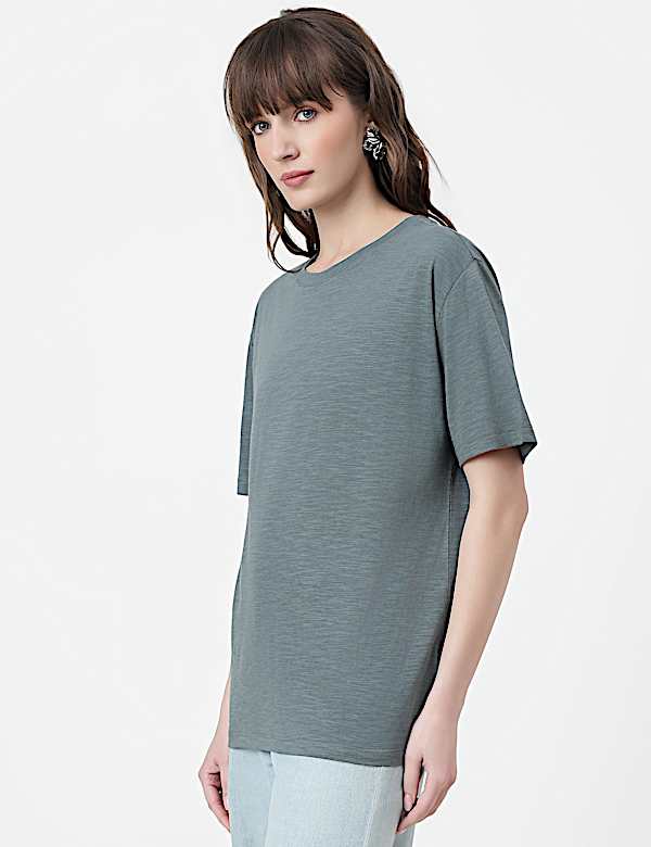 Cotton Rich Plain Crew Neck T-Shirt