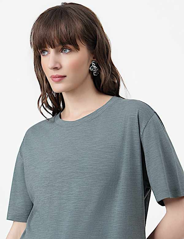 Cotton Rich Plain Crew Neck T-Shirt