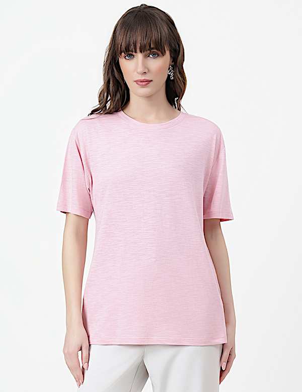 Cotton Rich Plain Crew Neck T-Shirt