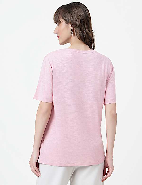 Cotton Rich Plain Crew Neck T-Shirt
