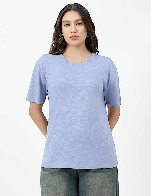 Cotton Rich Plain Crew Neck T-shirt