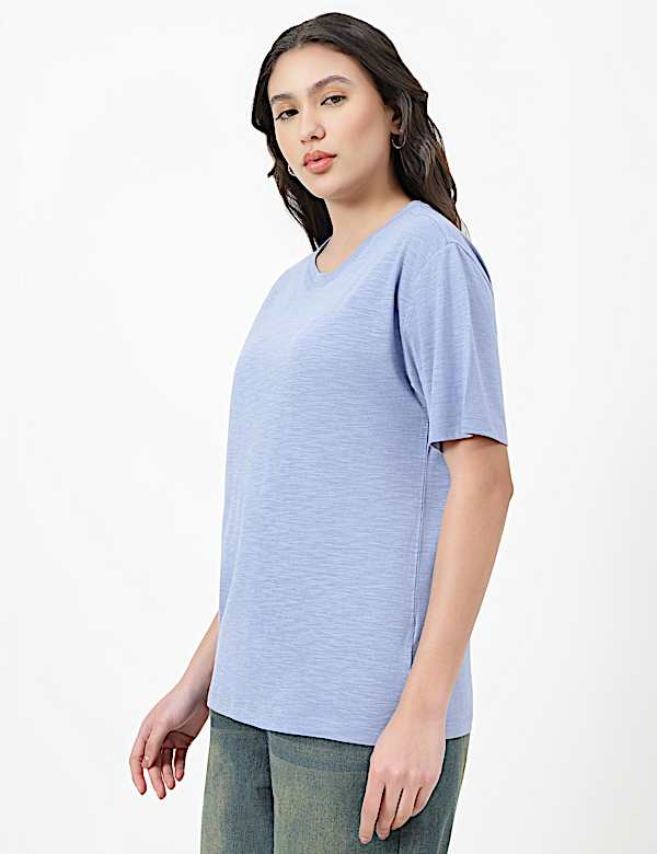 Cotton Rich Plain Crew Neck T-shirt