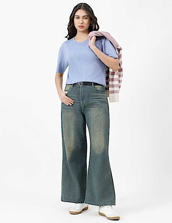 Cotton Rich Plain Crew Neck T-shirt