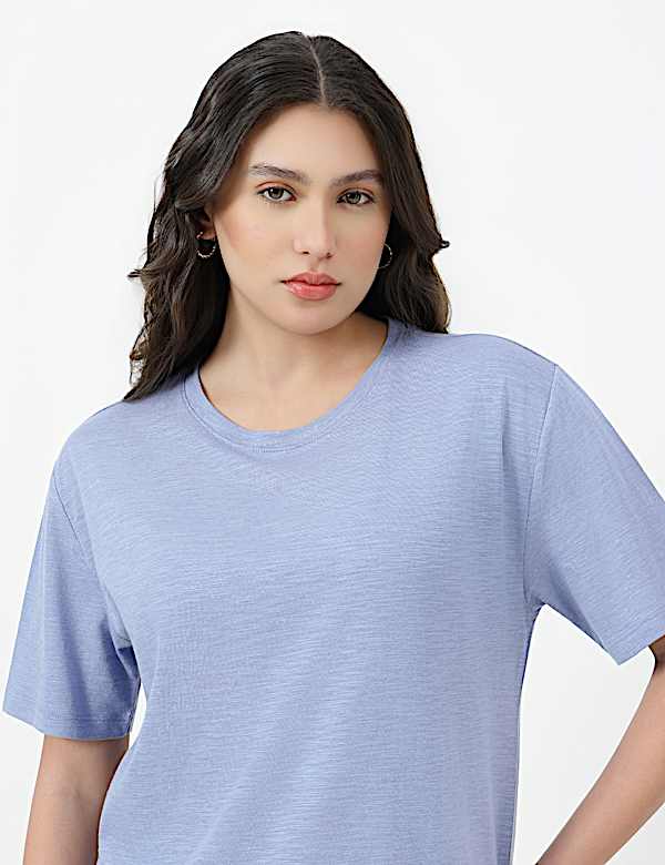 Cotton Rich Plain Crew Neck T-shirt
