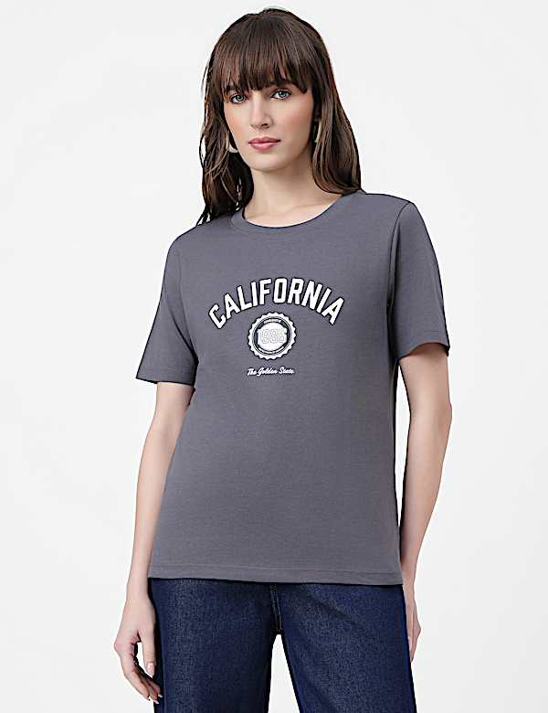 Pure Cotton Typography Crew Neck T-Shirt