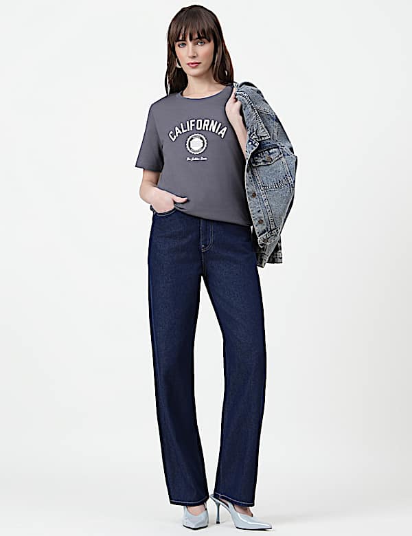 Pure Cotton Typography Crew Neck T-Shirt