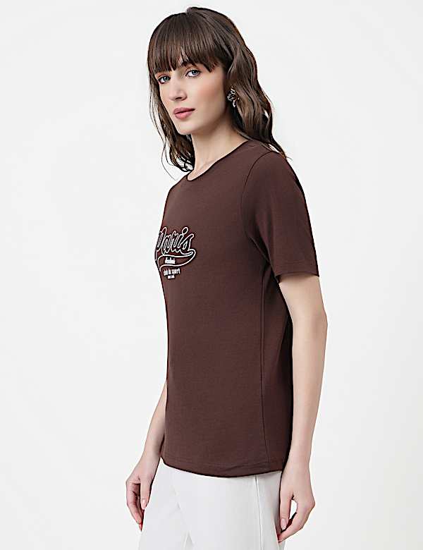 Pure Cotton Typography Crew Neck T-Shirt