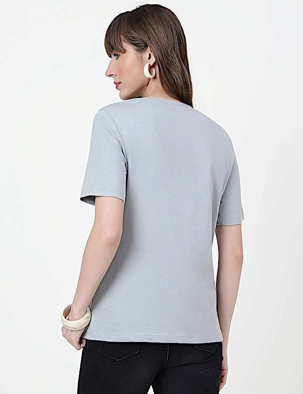 Pure Cotton Typography Crew Neck T-Shirt