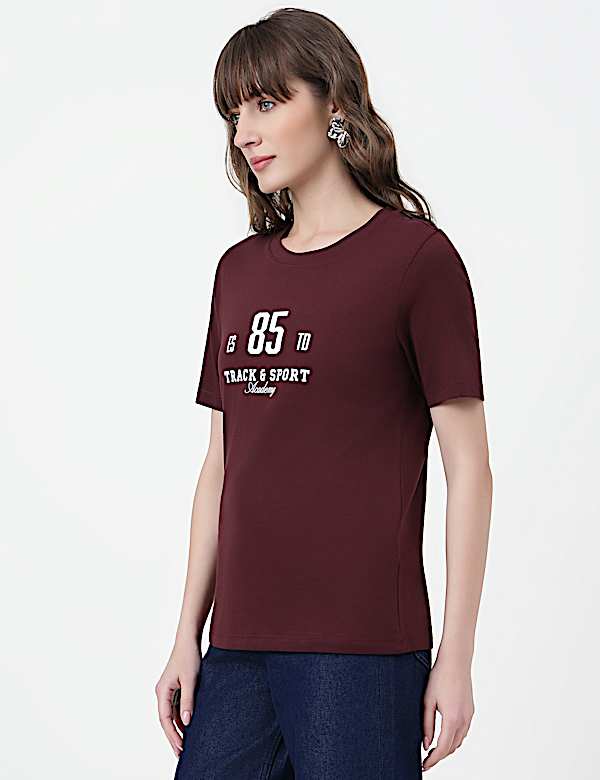 Pure Cotton Typography Crew Neck T-Shirt