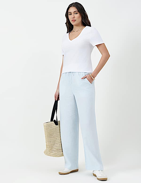 Pure Cotton Plain V-Neck T-shirt