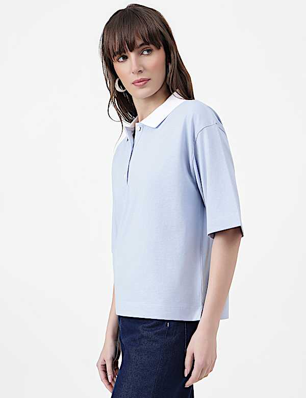 Pure Cotton Plain Polo Collar Polo T-Shirt