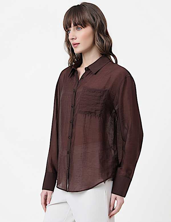 Lyocell Rich Plain Spread Collar Shirt