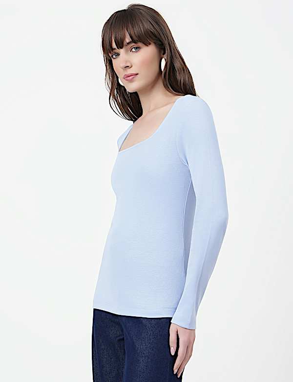 Pure Cotton Plain Scoop Neck Top