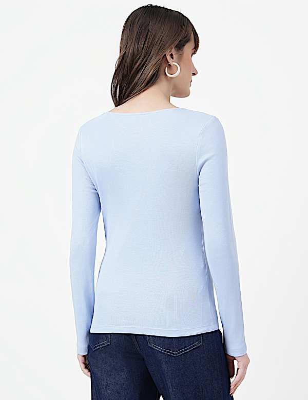 Pure Cotton Plain Scoop Neck Top