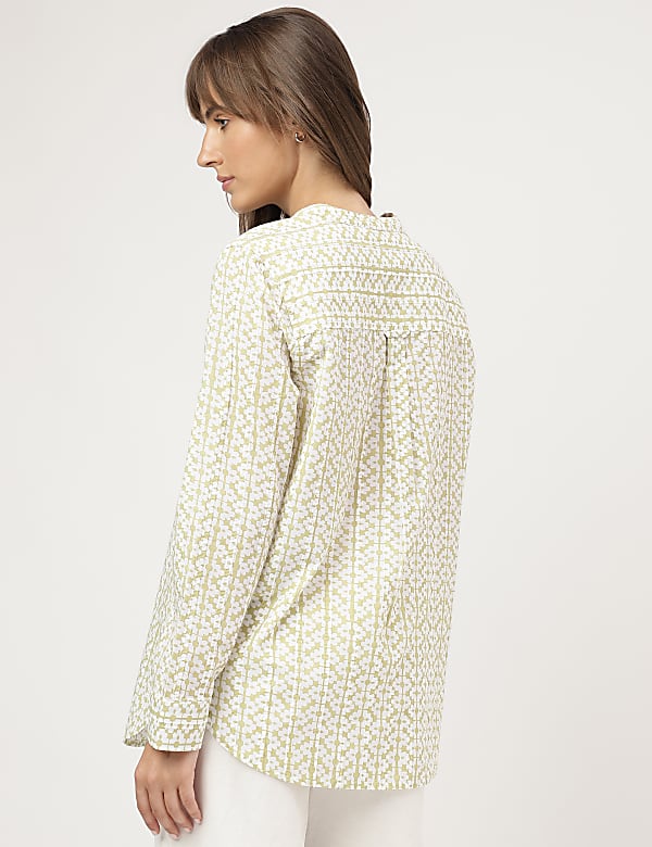 Pure Cotton Printed Mandarin Collar Shirt