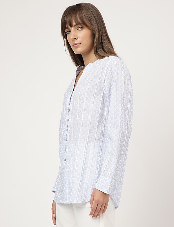 Pure Cotton Printed Mandarin Collar Shirt